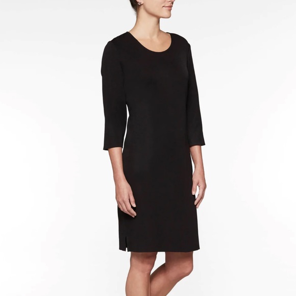 MISOOK - 3/4 Sleeve Sheath Knit Dress, Black - Picture 6 of 7
